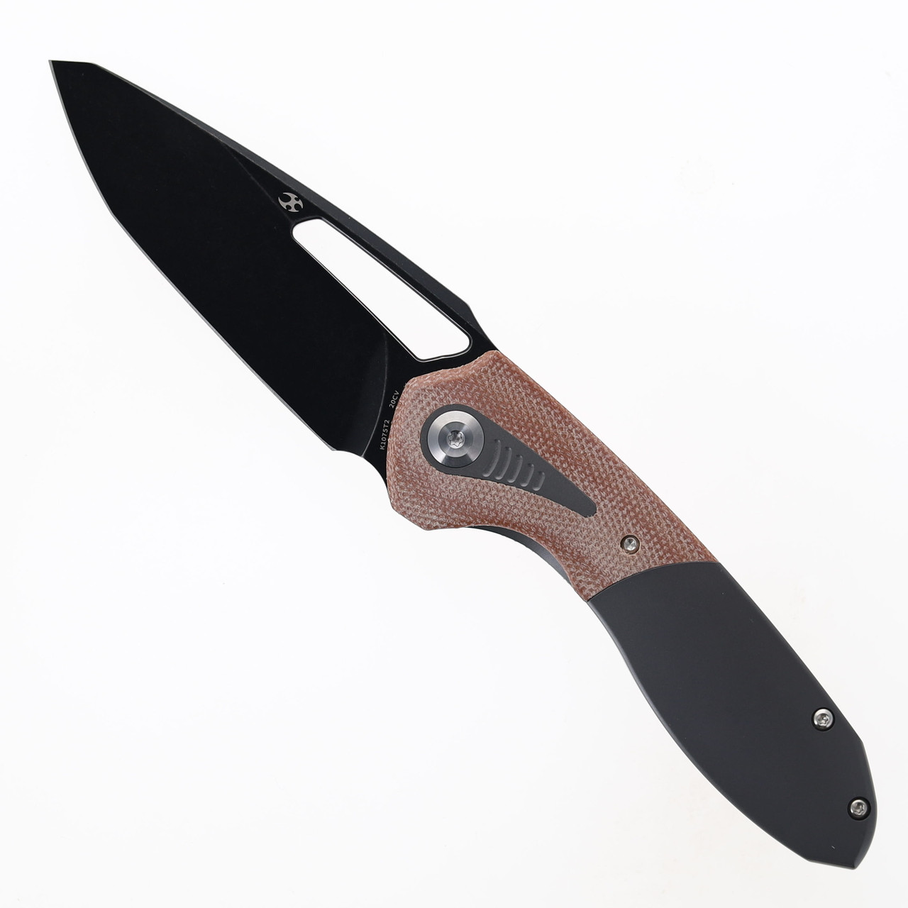 家具 katatumuri Kansept Thoth Folding Knife Gray Titanium/Brown Micarta Handle