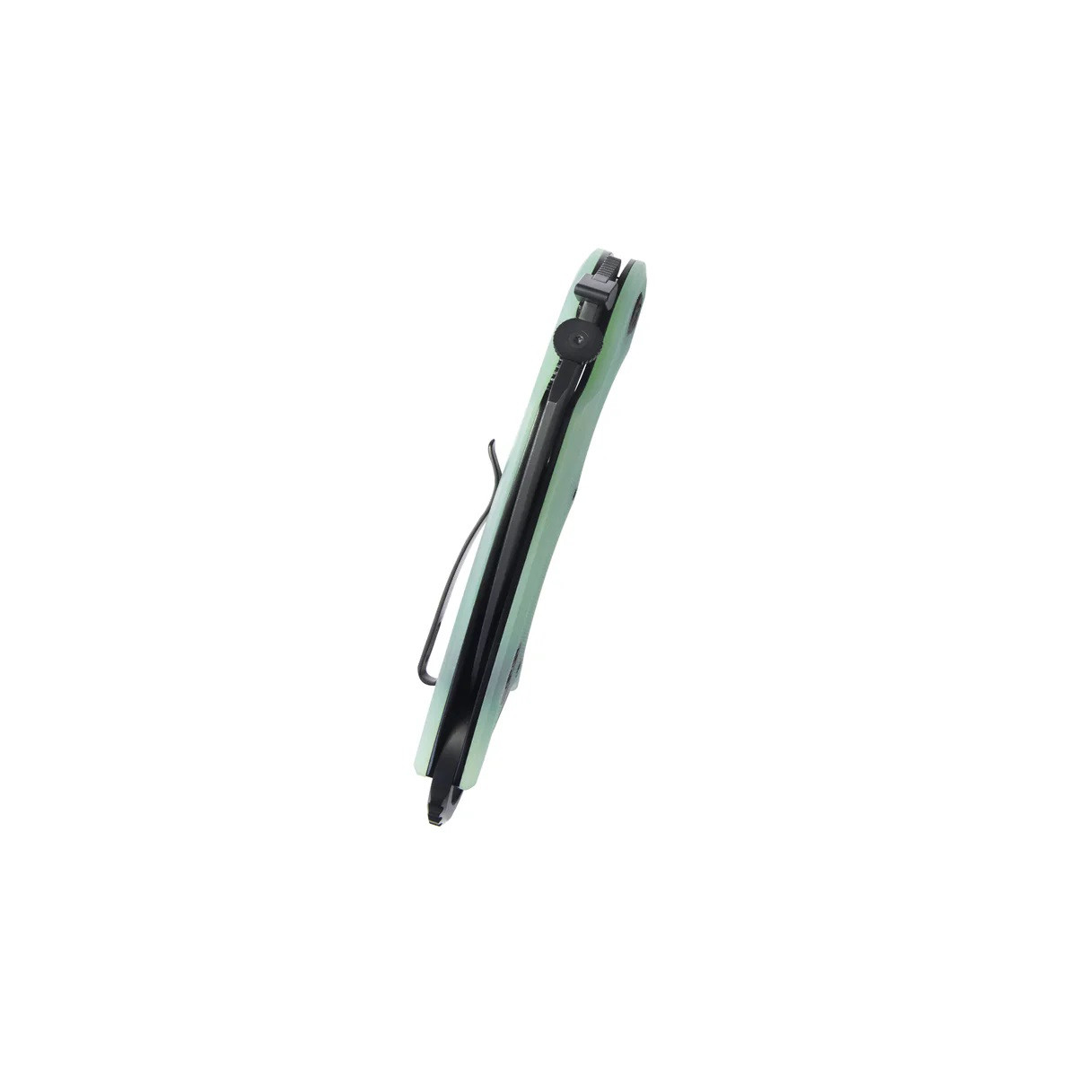 Kubey Roger Recurve Pikal Folding Knife Jade G10 Handle 14C28N