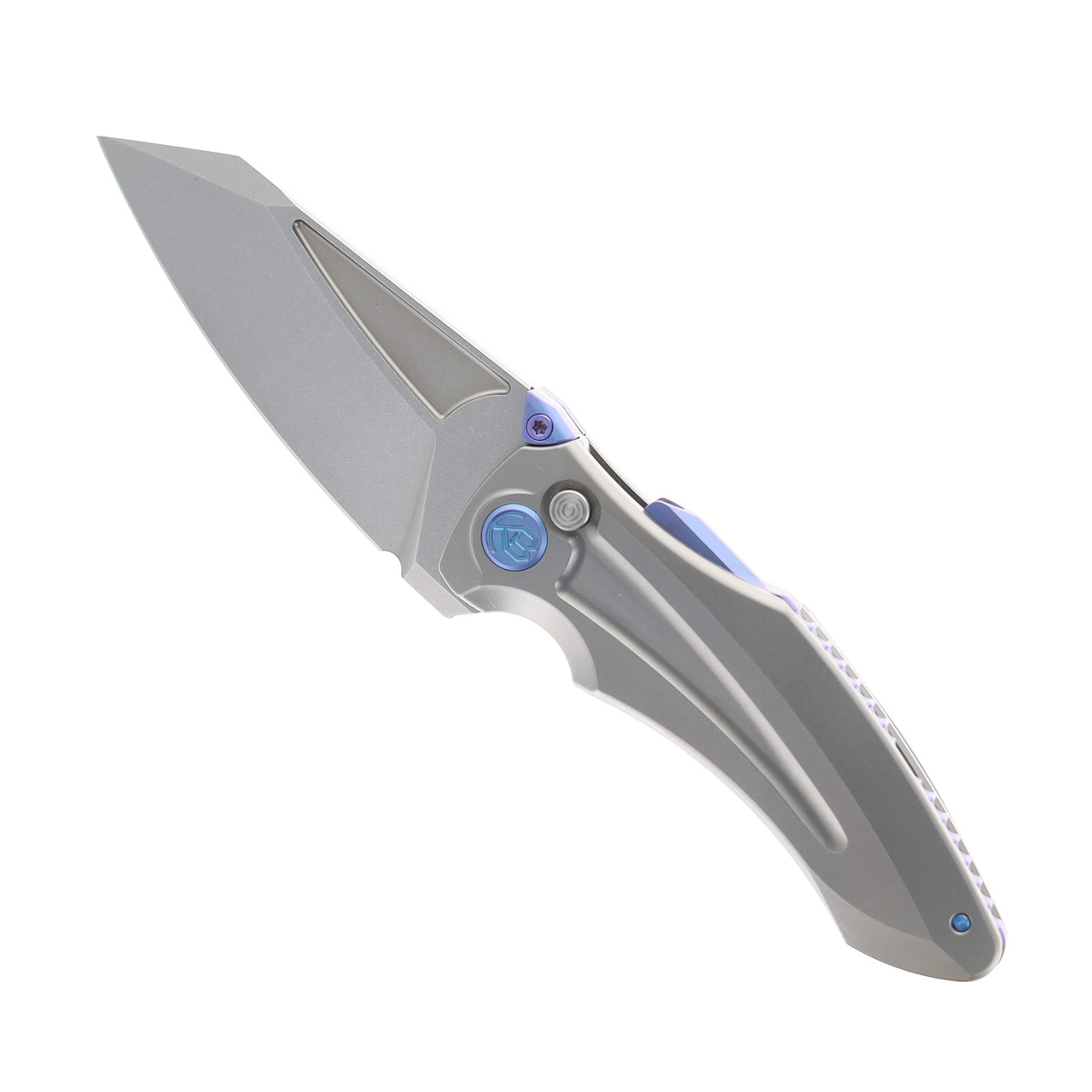 Kubey Sumo Folding Knife Gray Titanium Handle 20CV Plain Edge KB400A
