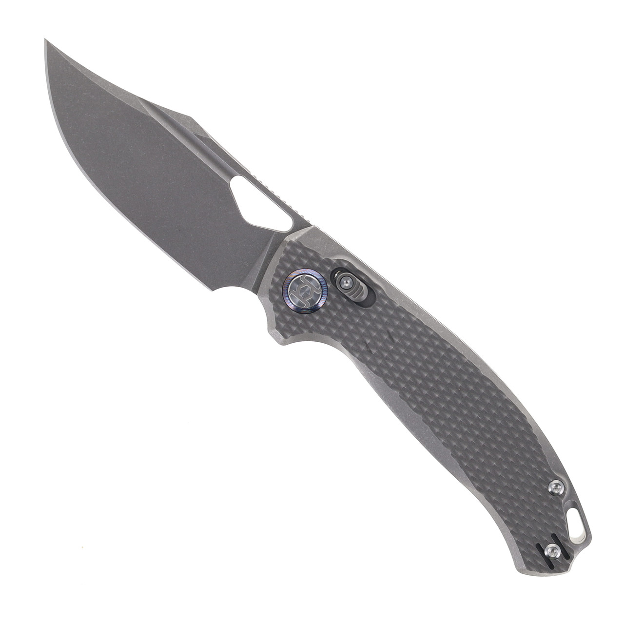 Kunwu Django XL Folding Knife Diamond Gray Titanium Handle