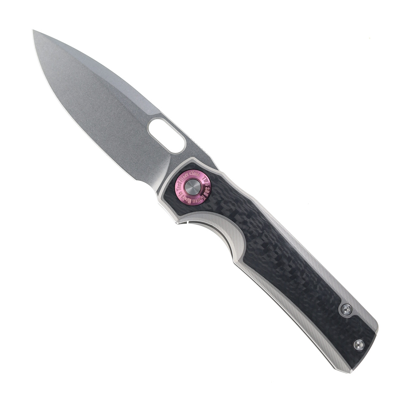 TwoSun Folding Knife Titanium/Carbon Fiber Handle 14C28N Plain