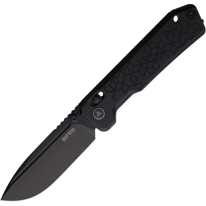 SRM Rubik Ambi Lock Blackout Folding Knife Black Aluminum Handle