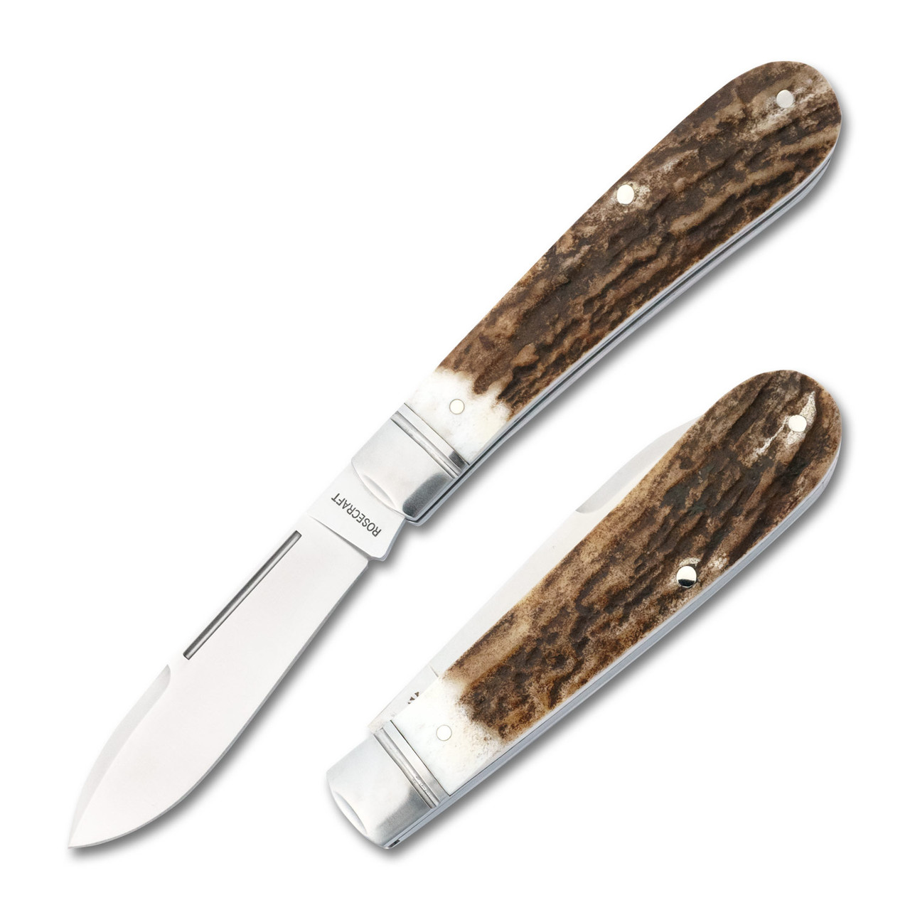 RoseCraft Blades Nolichucky Jack Folding Knife Stag Handle D2