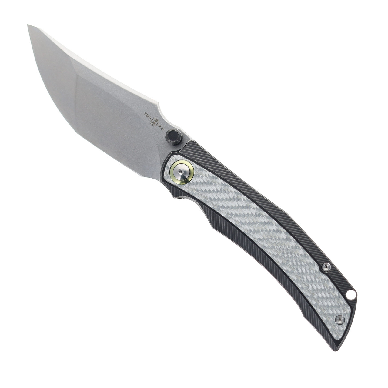 TwoSun Folding Knife Titanium/Carbon Fiber Handle 14C28N Plain