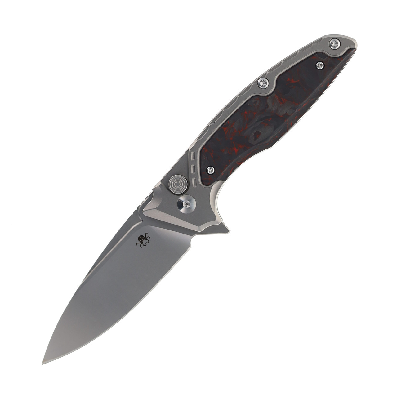 Hwzbben Folding Knife Black/Red Titanium/Carbon Fiber Handle M390