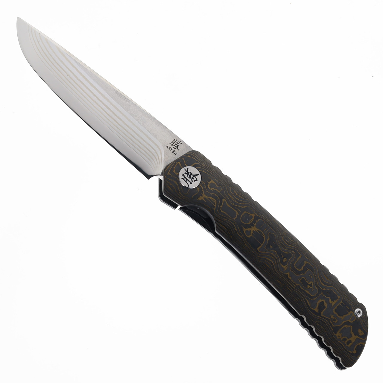 Katsu Frame Lock Folding Knife Color Fat Carbon Gold Camo Handle