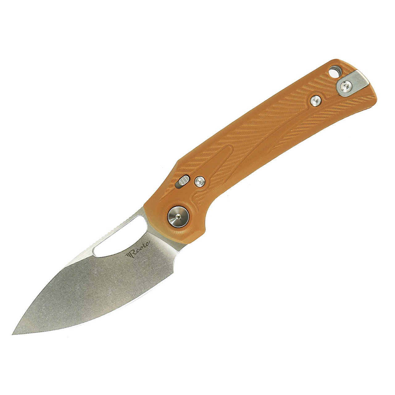 Reate PL-XE Folding Knife Tan G10 Handle Nitro-V Plain Edge