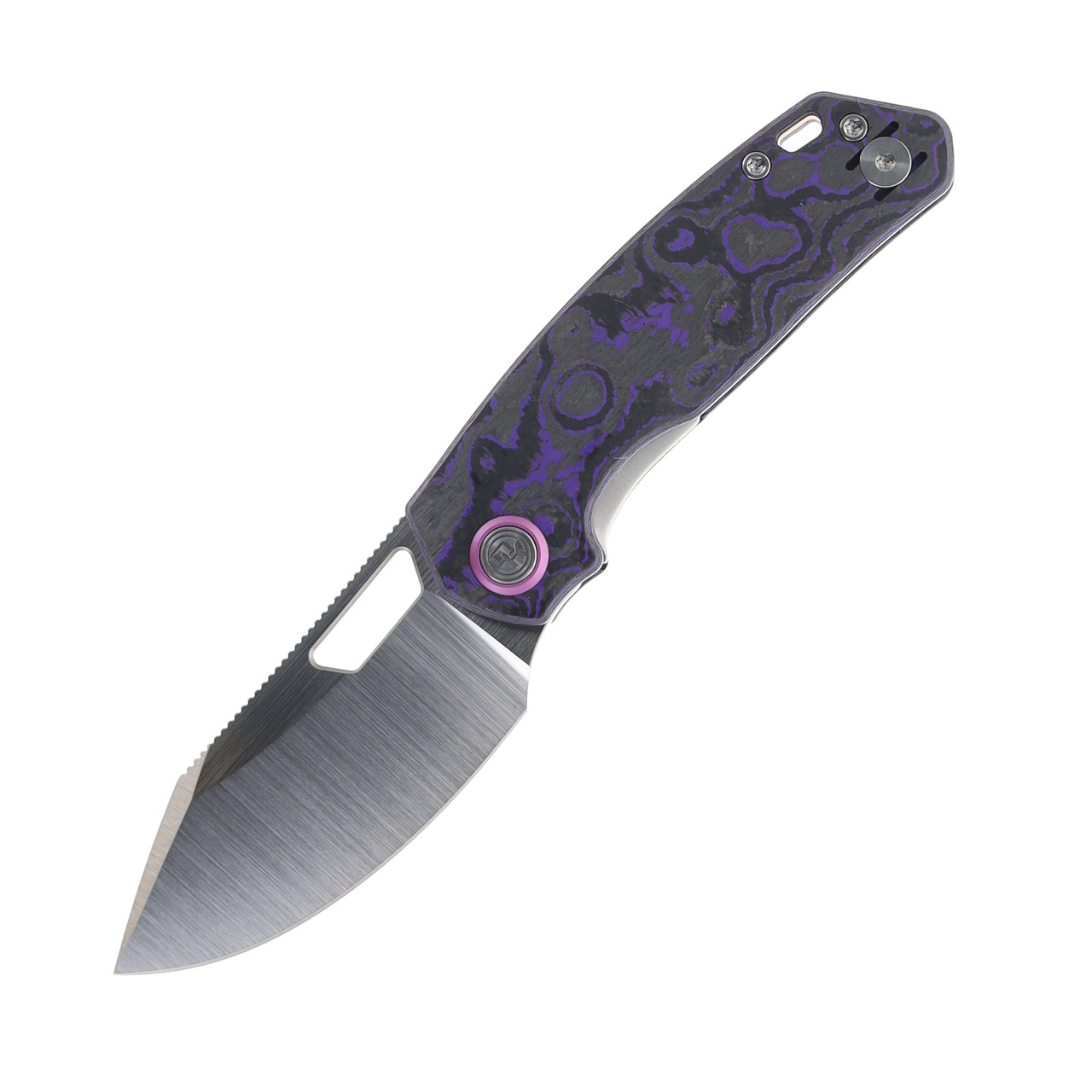 その他 Bu Divo Knives Growler Mini Pocket Knife Purple Camo Carbon Handle