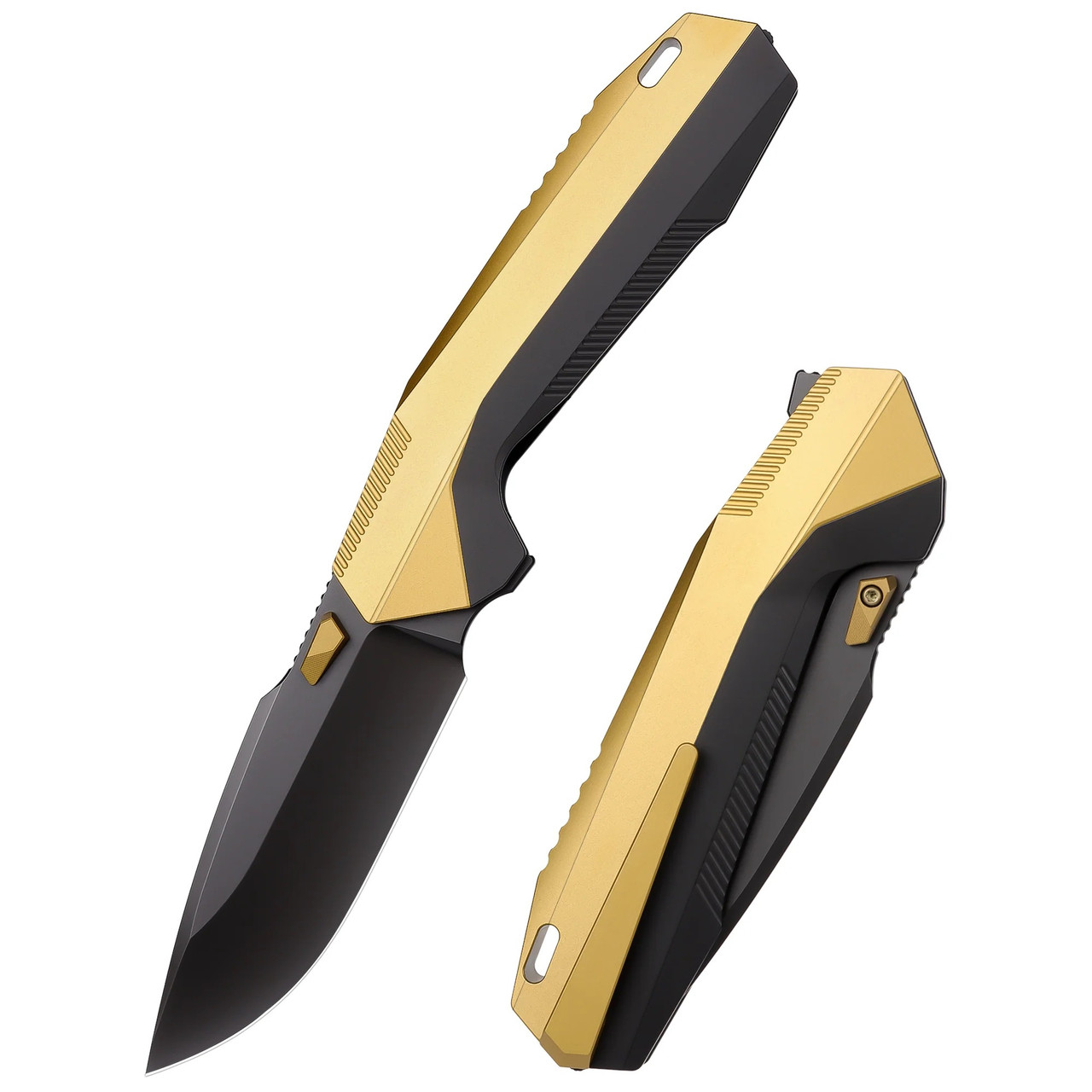 Remette Disassembly Folding Knife Black DLC/Gold Titanium Handle