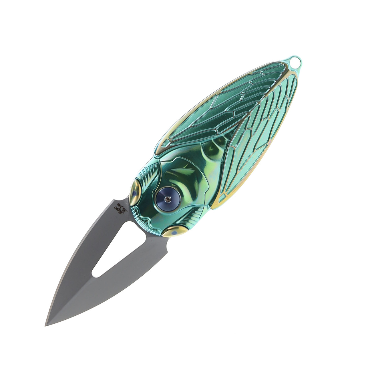 Rike Cicada Flipper Folding Knife Green/Gold Titanium Handle M390