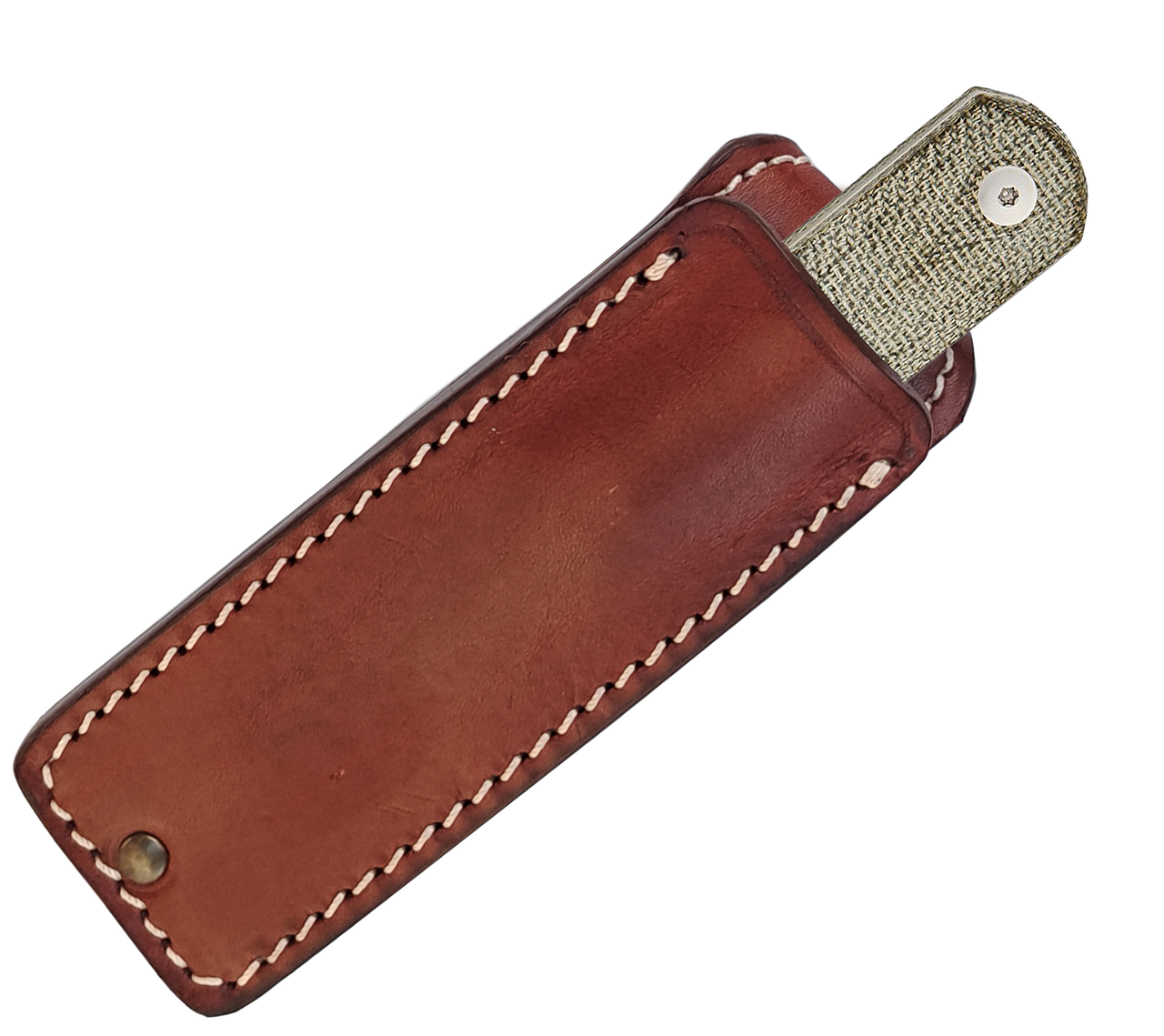 Straight Line Knives Erny Fixed Blade Knife Green Canvas Micarta