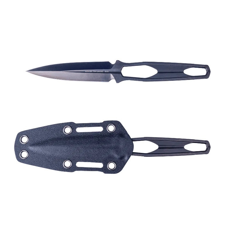 Real Steel Astral Fixed Blade Knife Black Handle K110 Dagger Plain