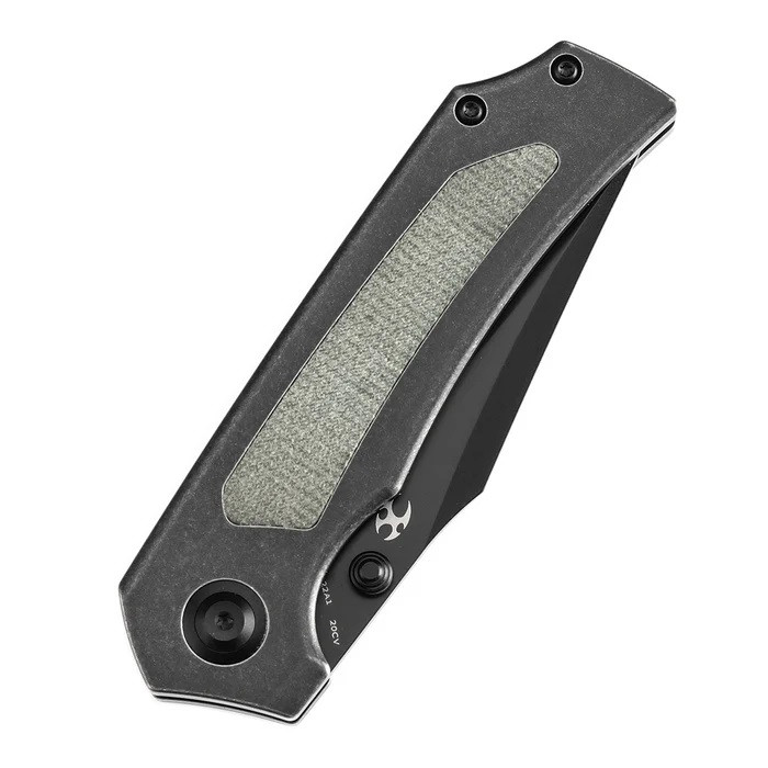 Kansept Fermi Folding Knife Green Micarta Handle 20CV Plain Edge