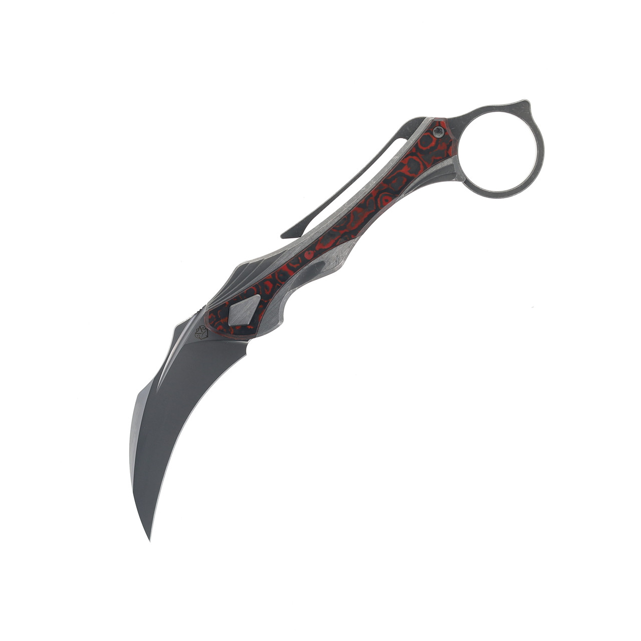 Poikilo Blade Thorny Devil Folding Knife Red Fat Carbon Handle