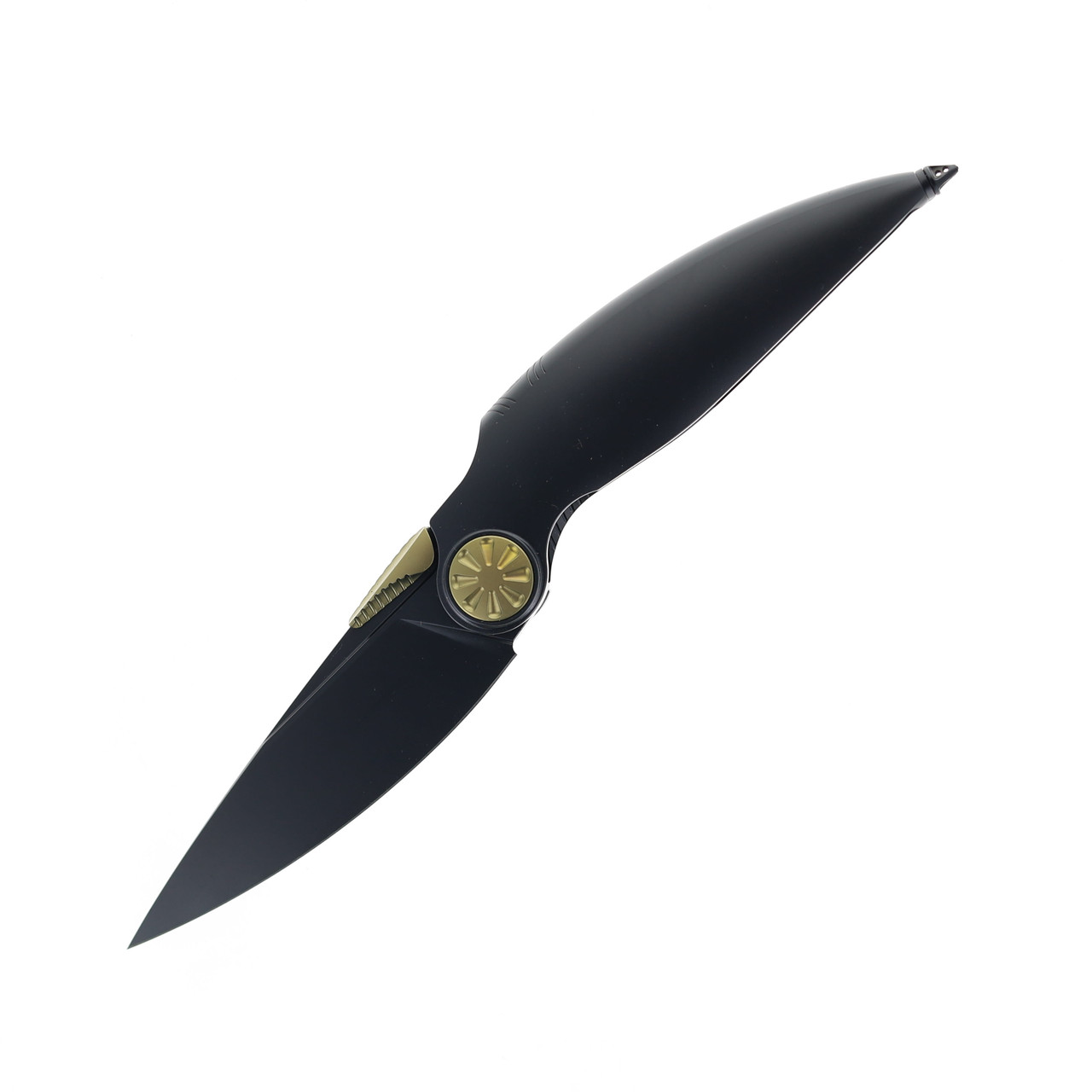 Rike Knife Predator DLC Folding Knife Titanium Handle M390 Plain Edge