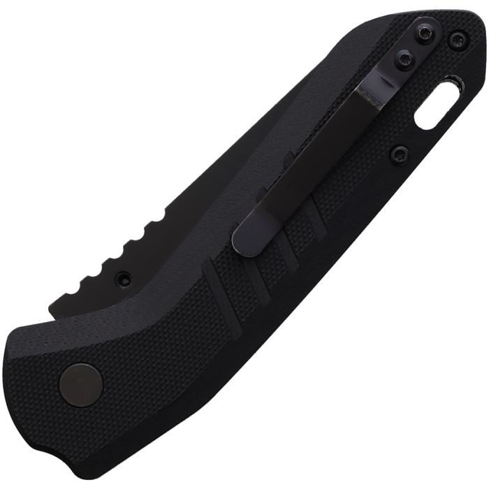 Se7en Plus Soldier Folding Knife Black G10 Handle D2 Tanto Plain