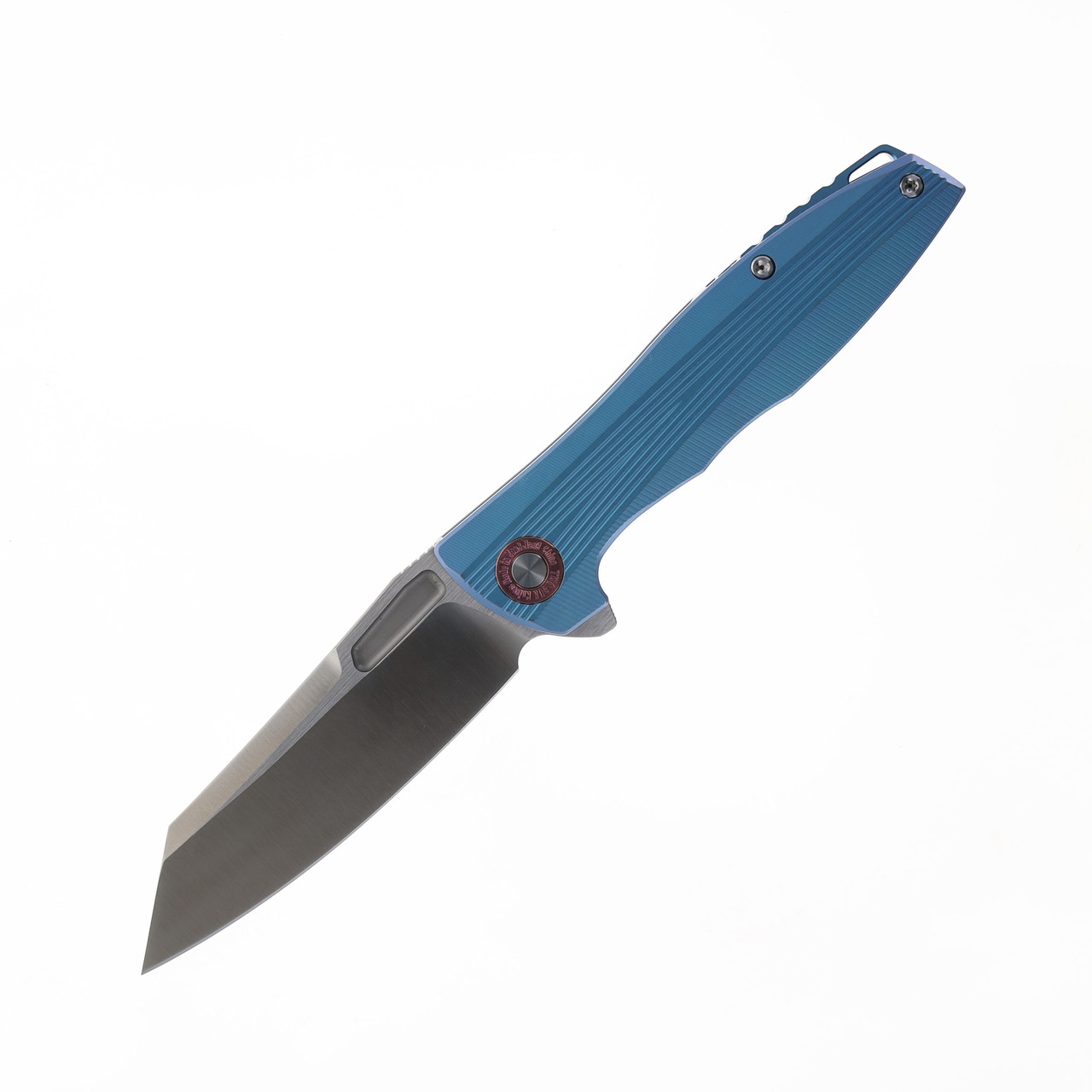 D・company！ Two Sun Folding Knife Blue Titanium Handle M390 Plain Edge TS39