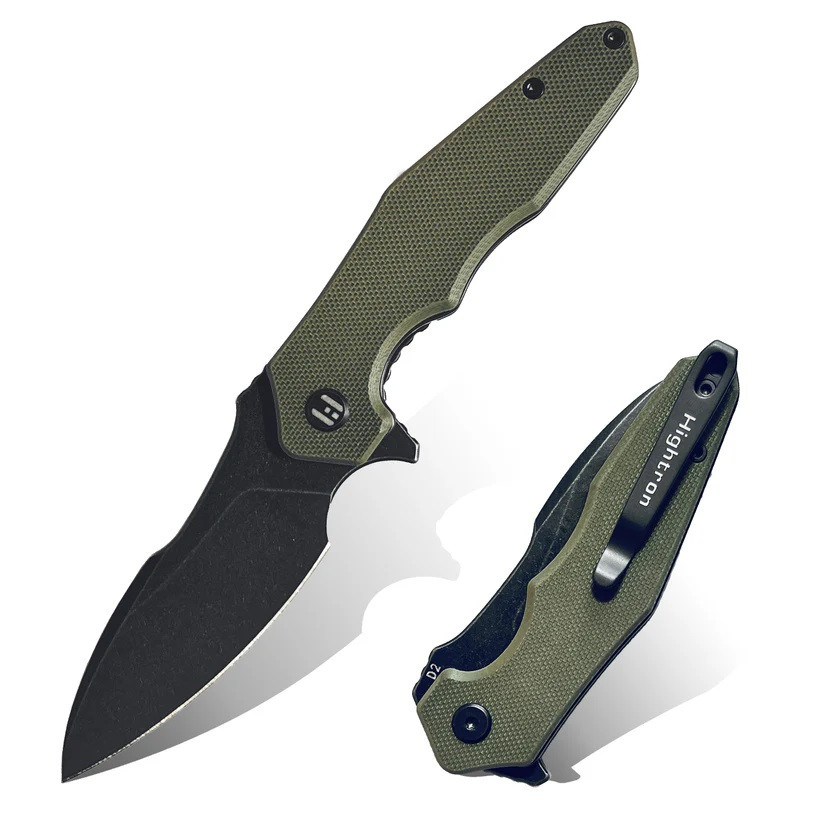 Hightron Mini Ventura Folding Knife Green G10 Handle D2 Clip Point