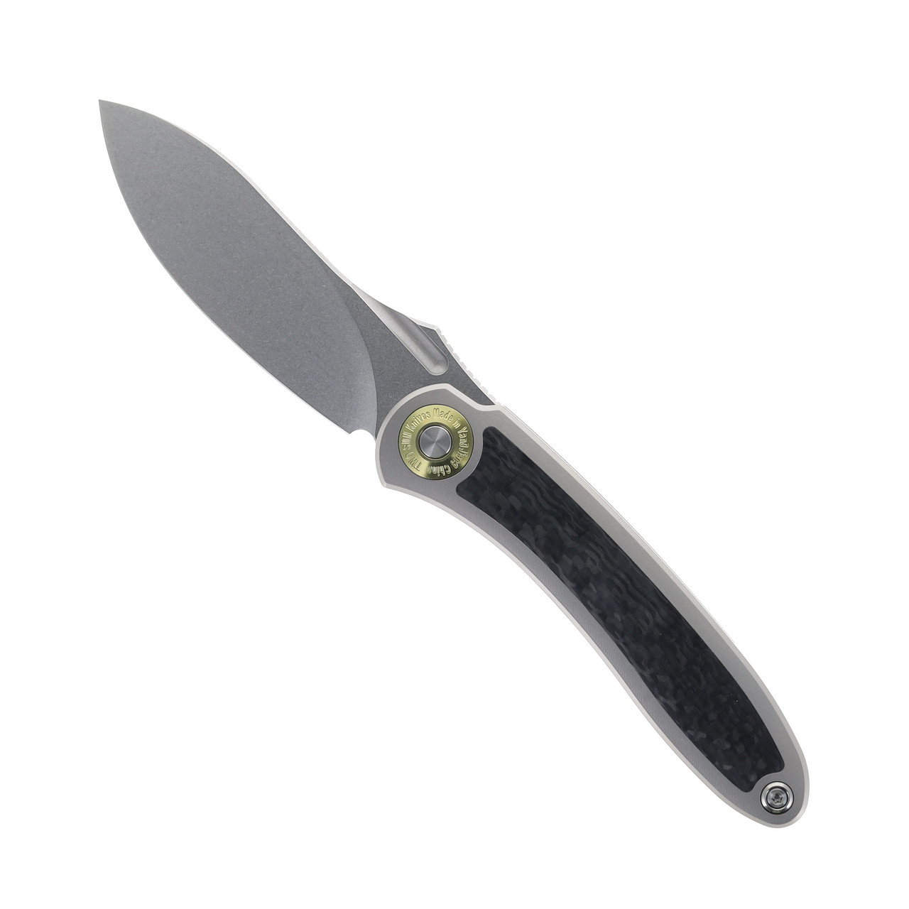 TwoSun Folding Knife Titanium/Carbon Fiber Handle 14C28N Plain