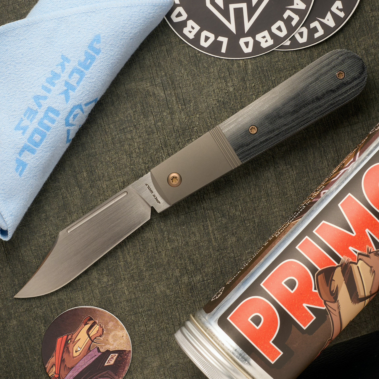 Jack Wolf Primo Jack Foldiing Knife Black Linen Micarta