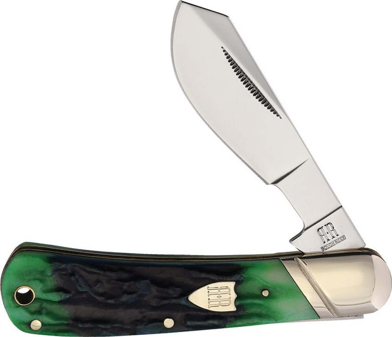 Rough Ryder Bluegill Folding Knife Blue/Green Jigged Bone