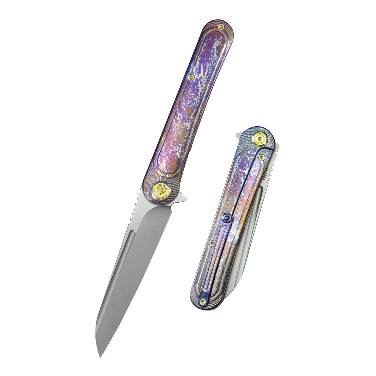 Kubey Dandy Folding Knife Flame Titanium S90V