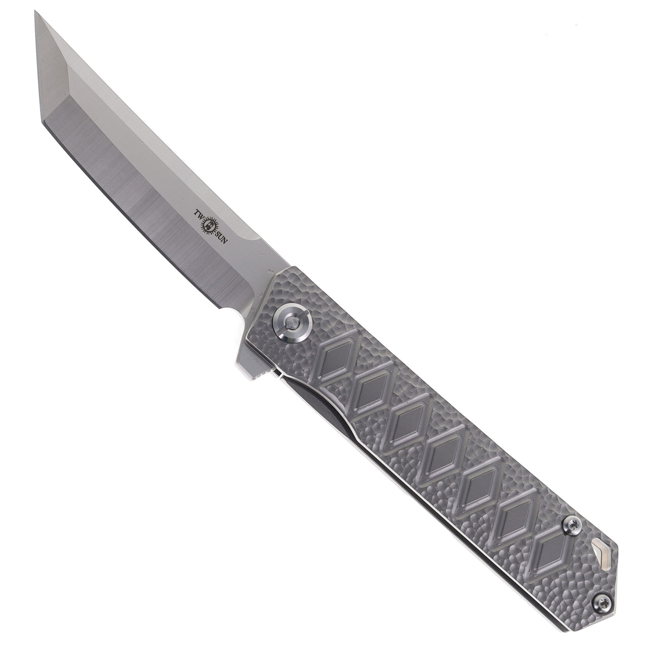 Two Sun TS20-Crater Folding Knife Titanium Handle YJ01-V1 Plain Edge