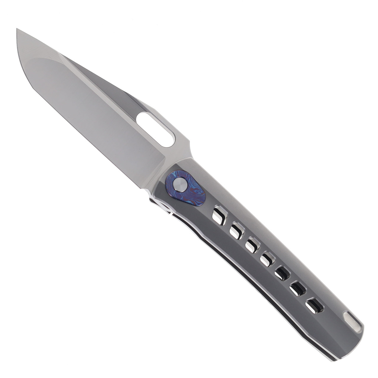 TwoSun Folding Knife Gray Titanium w/ Timascus Handle M398 Plain TwoSun Folding Knife Gray Titanium w/ Timascus Handle M398 Plain