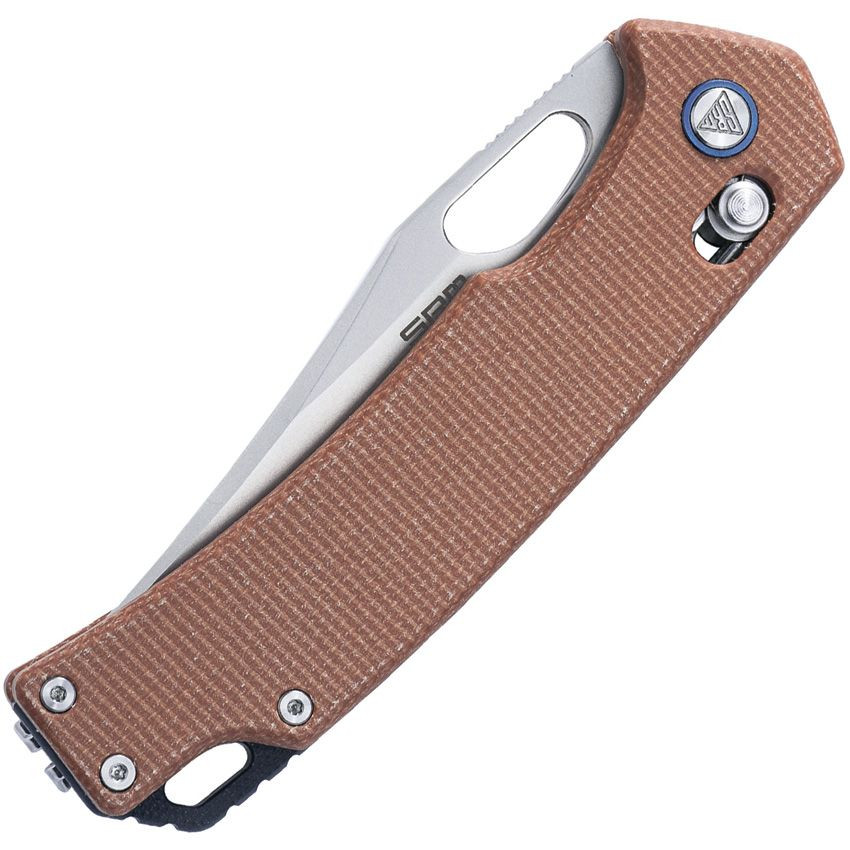 との SRM 9203 Folding Knife Brown Micarta Handle 140Cr Plain Edge