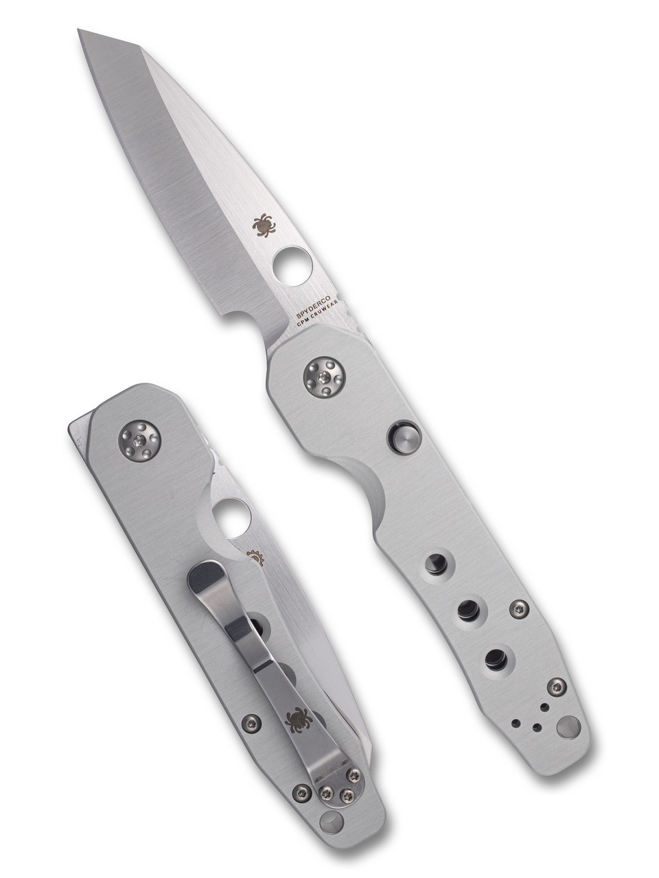Exclusive Spyderco Smock Folding Knife Blasted Aluminum Satin Cru