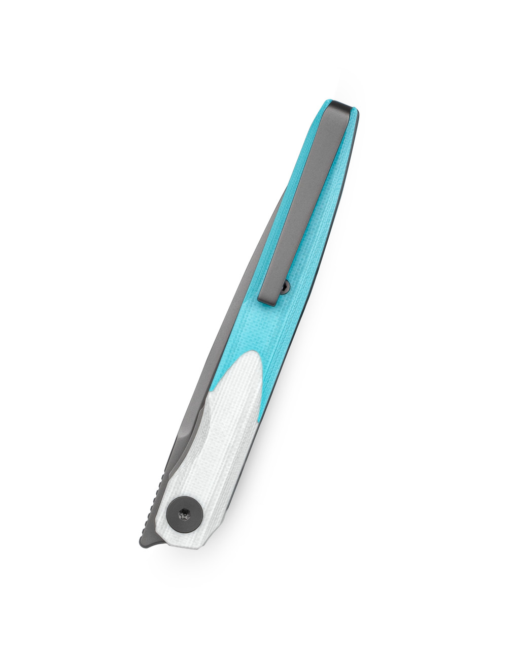 Bestechman Lanza Folding Knife White/Light Blue G10 Handle 14C28N