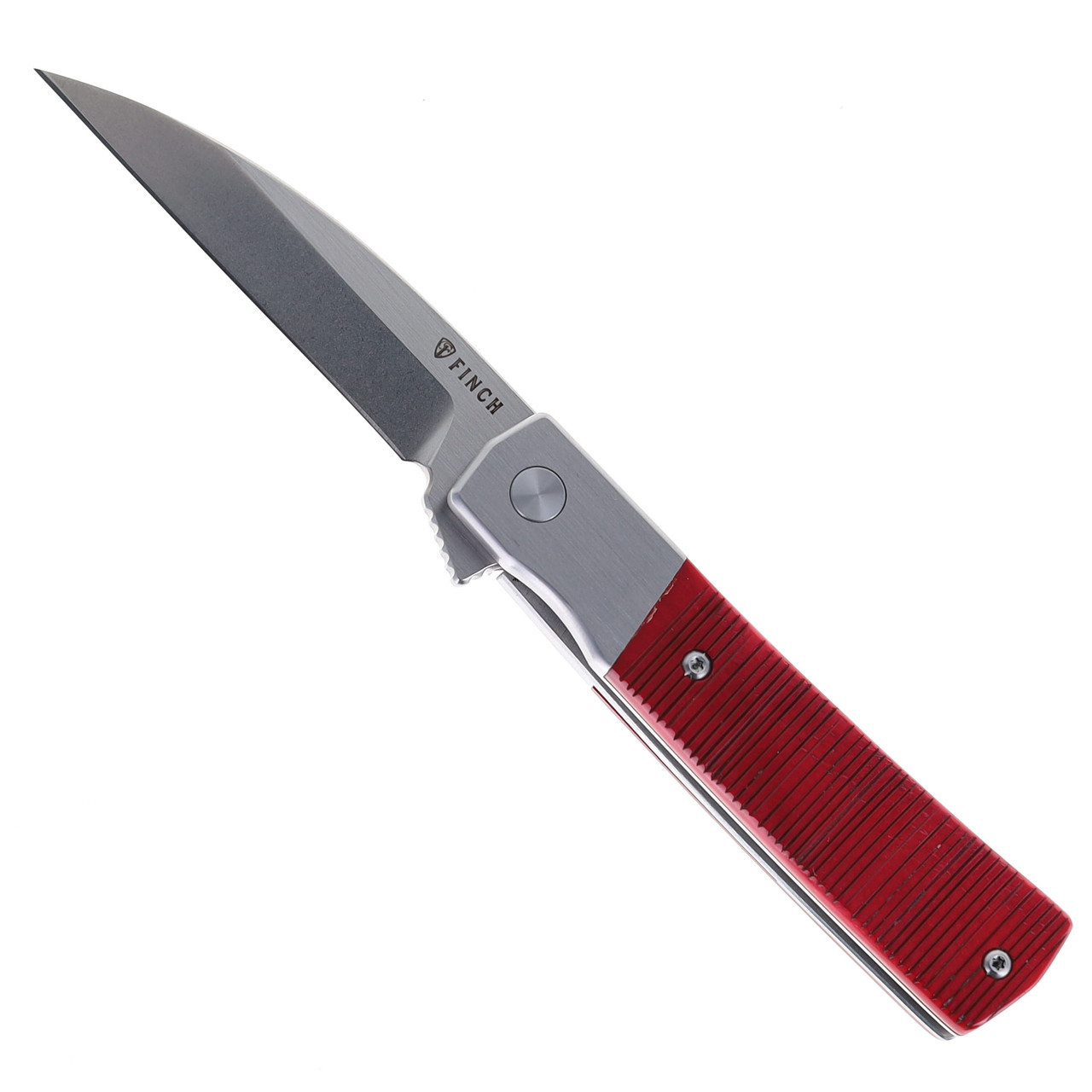 Finch Widowmaker Folding Knife Nightcrawler Sawcut Red Bone Handle