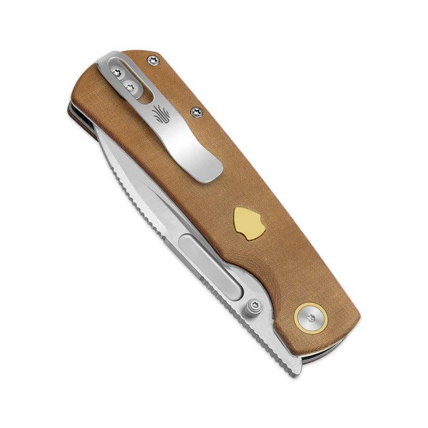 Kizer Retro Folding Knife Khaki Micarta/Brass Handle Nitro-V Drop
