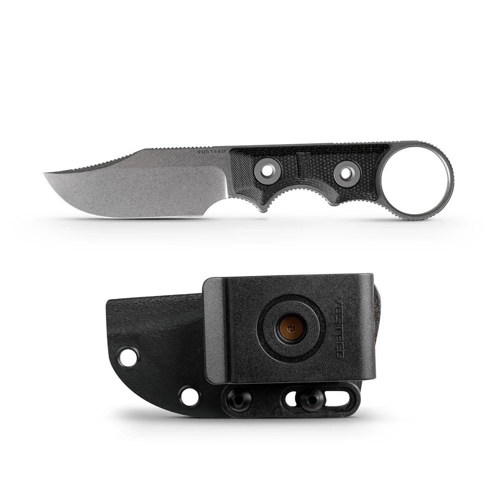 ku__uu20 Vosteed Quokka-O Fixed Blade Knife Black Micarta Handle 14C28N