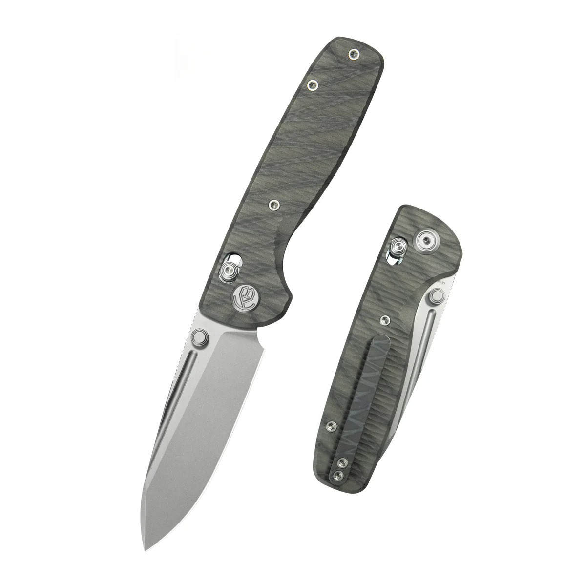 KB Bluff Folding Knife Flame Titanium Handle M390 Plain Edge