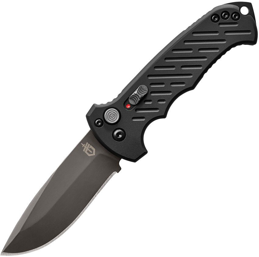 Gerber 06 Button Lock Auto Knife Black Aluminum Handle 30V Drop
