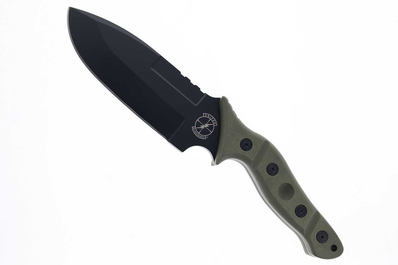 Sniper Bladeworks Mamu Fixed Blade Knife OD Green G10 Handle 420HC