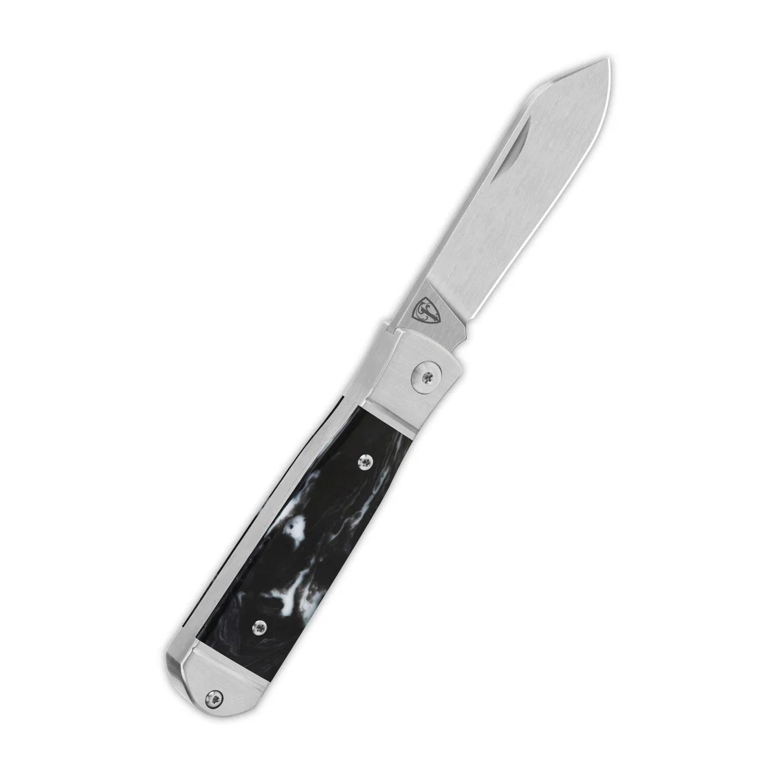 QSP Jumping Jack Folding Knife Black/White Resin Handle 14C28N