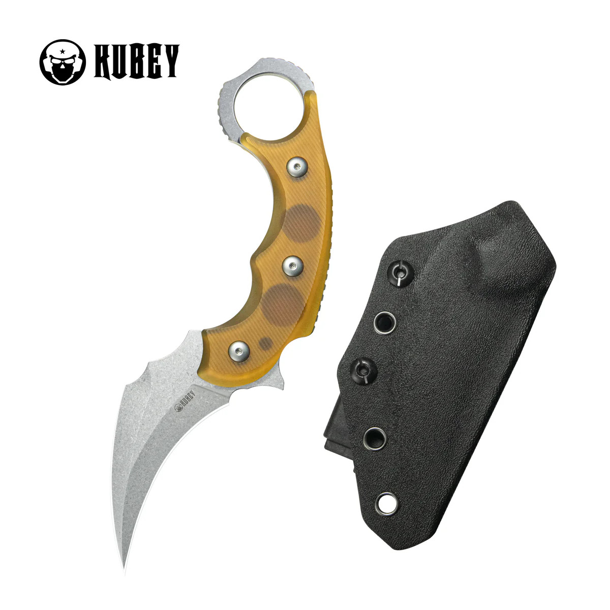 Kubey Velociraptor Pikal Karambit Fixed Blade Knife Ultem Handle