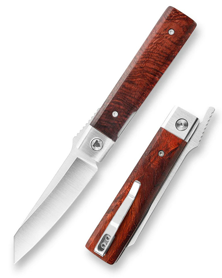 Trivisa Dolphin-F Folding Knife Wood Handle 14C28N Plain Edge