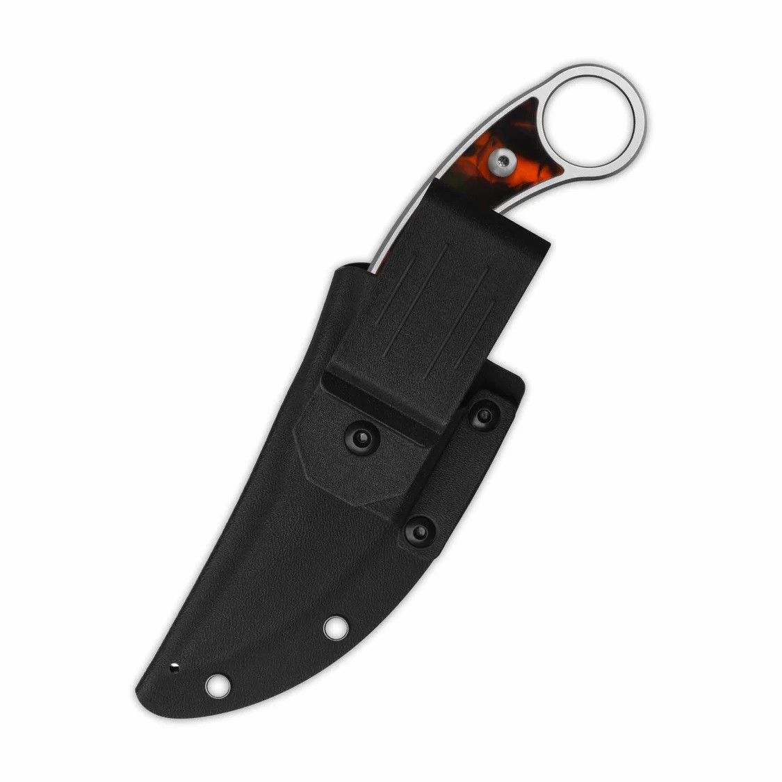 QSP Viper Fixed Blade Knife Tortoise Resin Handle 10Cr15MoV Clip