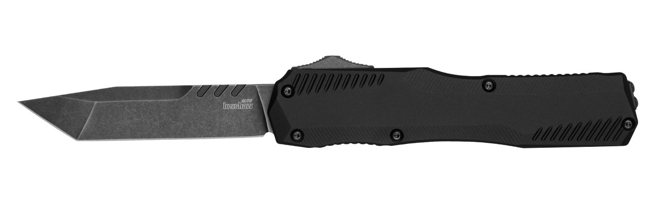 Kershaw Livewire OTF Auto Knife Black Aluminum Handle Tanto Plain