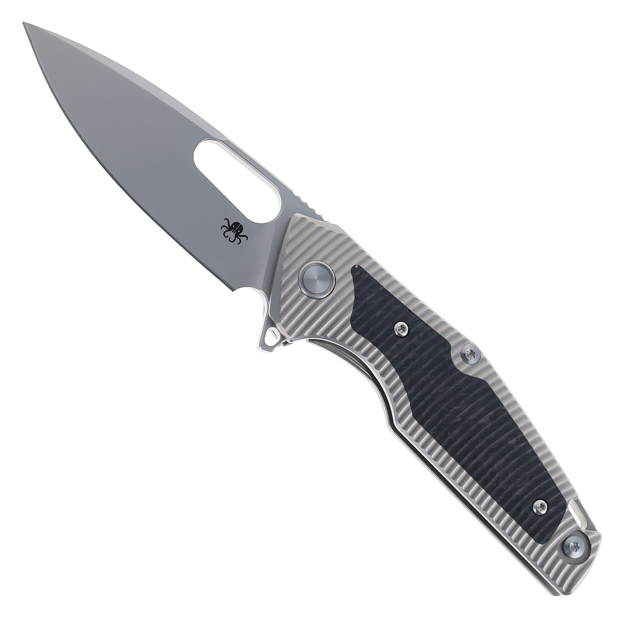 Hwzbben Folding Knife Titanium/Carbon Fiber Handle 14C28N Plain