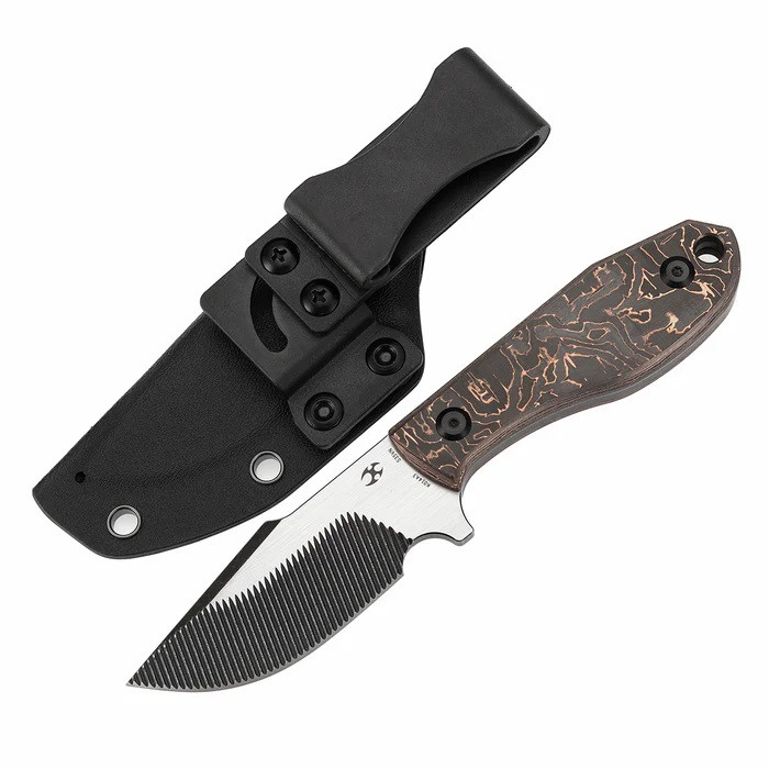 Kansept Tiny Dancer Fixed Blade Knife Copper Carbon Fiber Handle