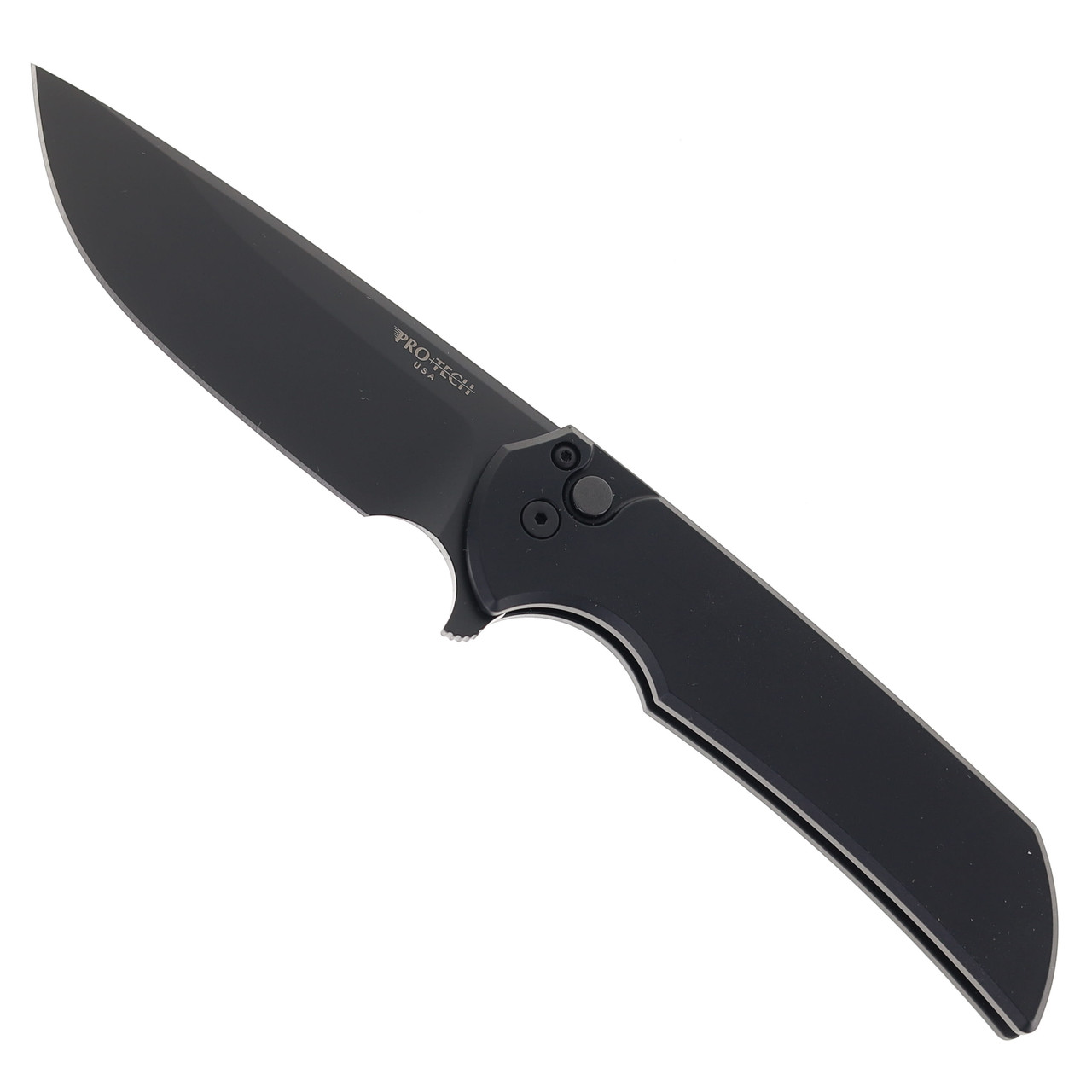 Pro-Tech Knives Mordax Button Lock Folding Knife Black Handle DLC