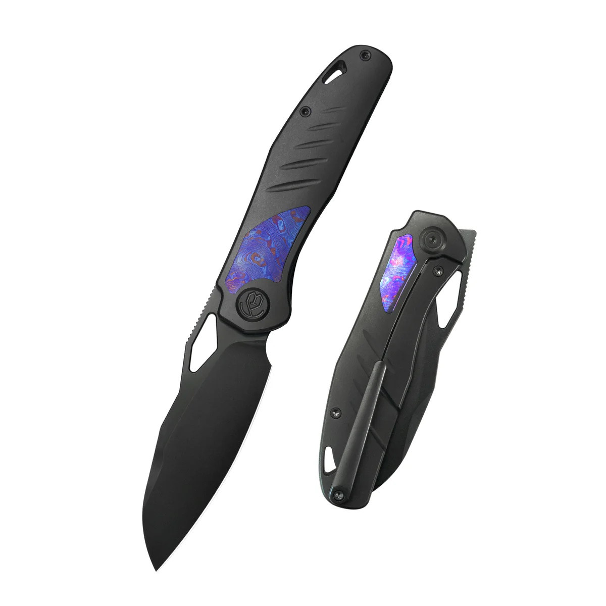 KB Sudden Folding Knife DLC Titanium/Blue Timascus Handlle 20CV