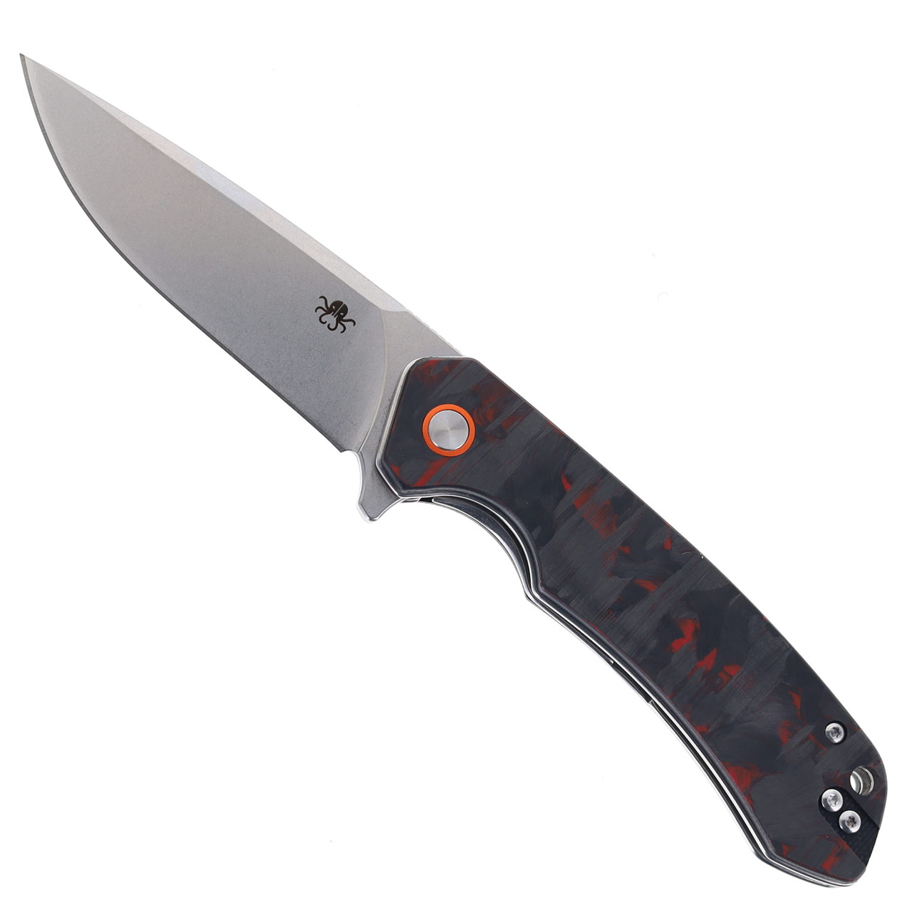 Klaken Knives Ridge Folding Knife Red Carbon Fiber Handle D2 Plain