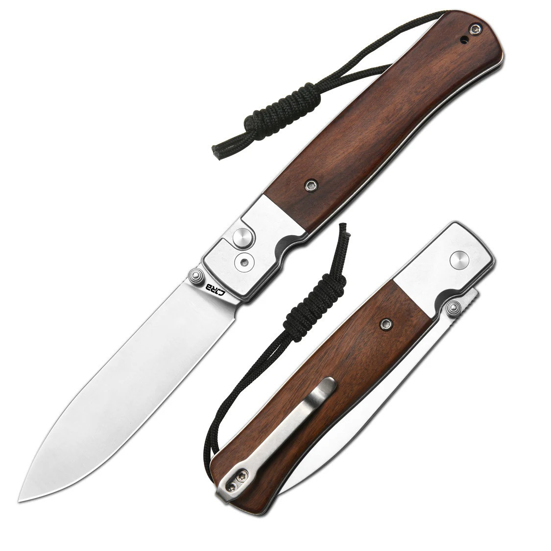 CJRB Glacier Folding Knife Wood/Steel Handle AR-RPM9 Drop Point