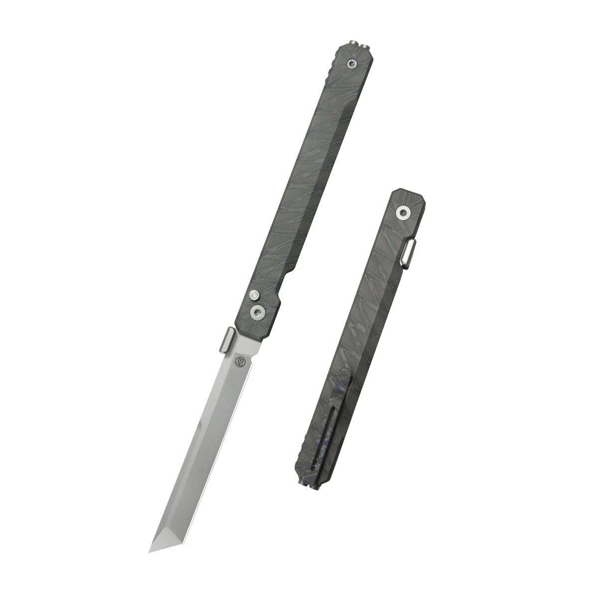 KB Prism Folding Knife Flame Titanium Handle Beadblast M390 Blade