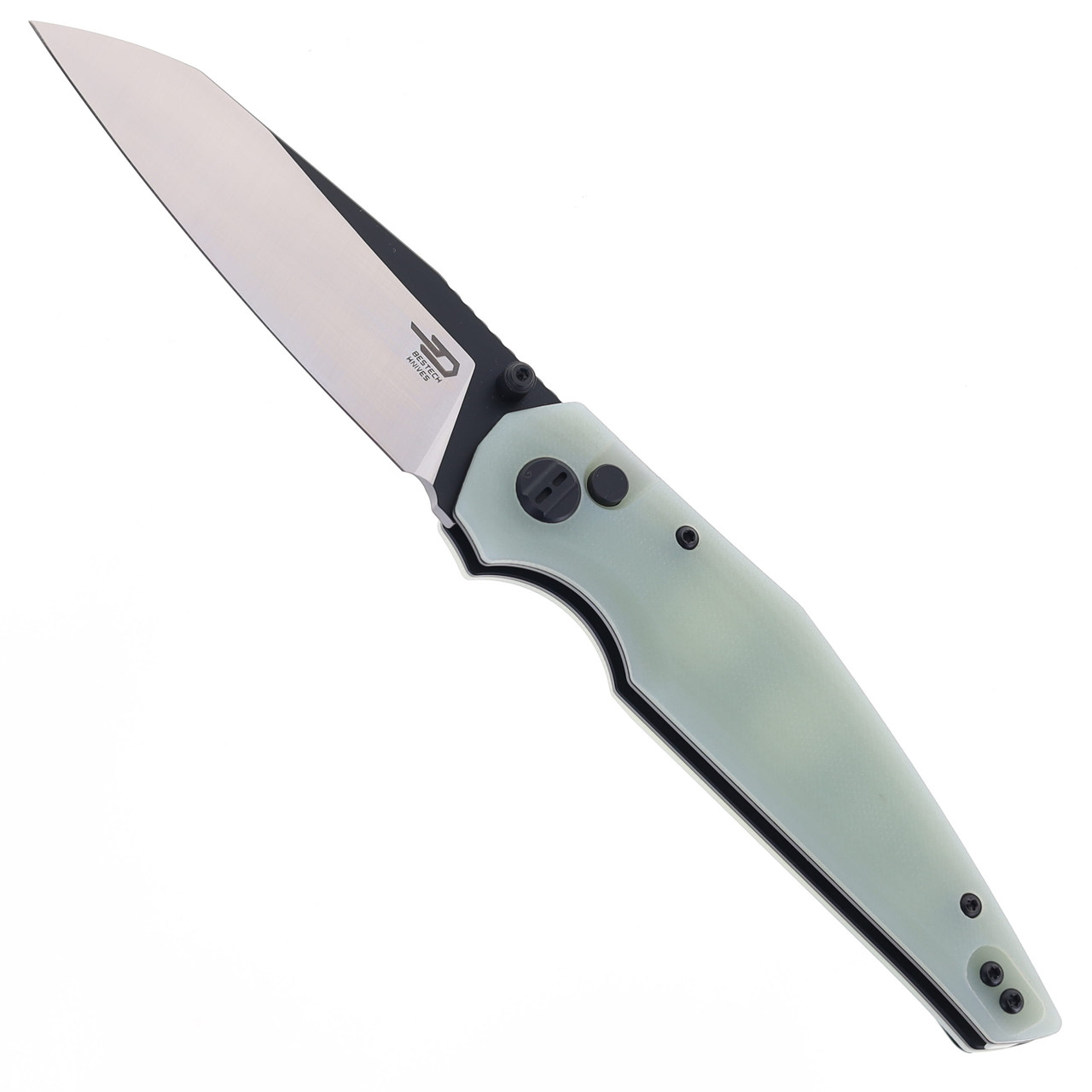 Bestech Snakebird BG58D Button Lock Transparent Green G10 Handle